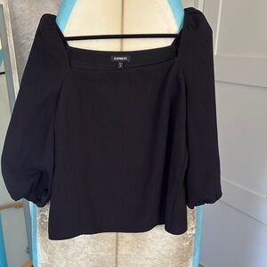 Express Blue Boxy 3/4 Sleeve Blouse